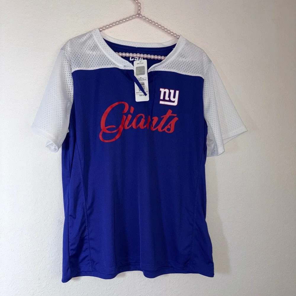 NFL Team Apparel NY Giants Jersey XL Royal Blue New Lace Up Mesh Shirt